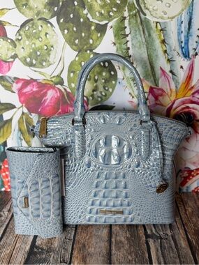 Brahmin Med Duxbury Heavenly Blue Melbourne And Matching Wallet NWT FIRM $ SET